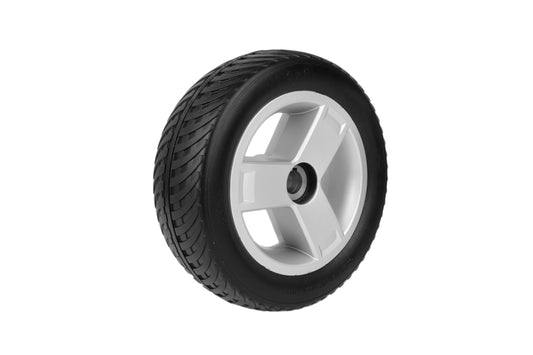 Replacement 9″ Flat-Free Rear Wheel Assembly for Pride Go-Go Elite Traveller Plus & Sport – Silver Tri-Spoke Rim (WHLASMB1876)